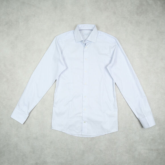 Eton Slim Fit Textured Solid Shirt White/Blue Size 15